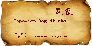 Popovics Boglárka névjegykártya